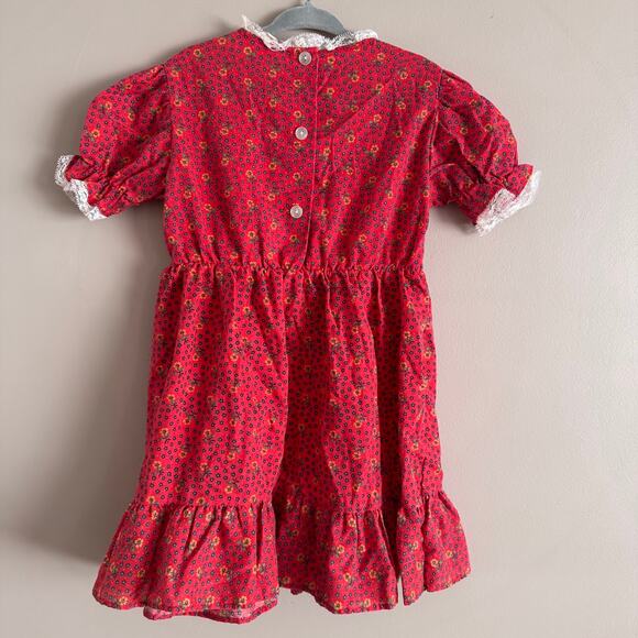 Petite Frocks Group Vintage Strawberry Shortcake Red Floral Dress 1980- No Apron - Picture 6 of 6